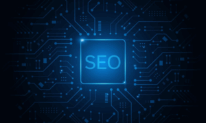 complex digital interface graphic illustrating the flow of data points between a high-performing website, Core Web Vitals metrics, and a search engine result page, representing Advanced SEO Strategies.